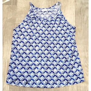 Sigrid Olsen 100% Linen Beachy Size L Blue Tank Top Natural Fiber Lightweight